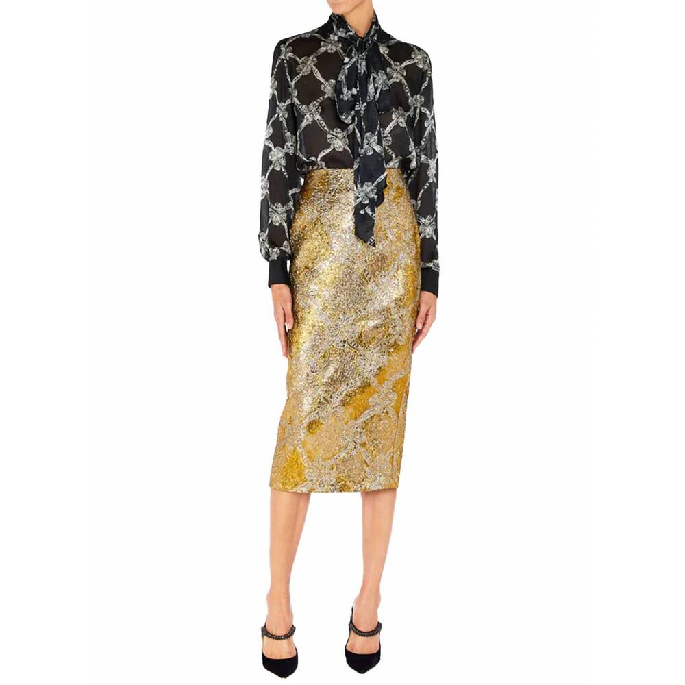 NEW MARY KATRANTZOU vargas skirt in plexus metallic